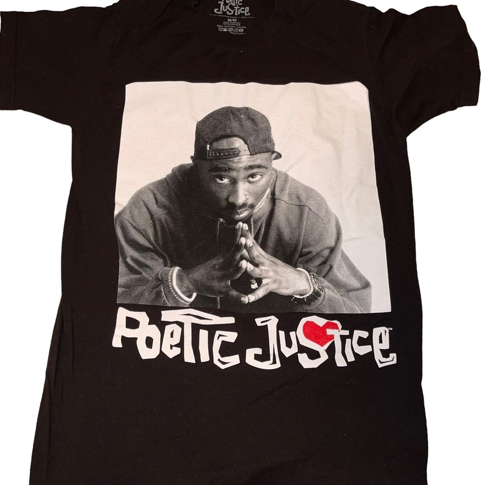 Poetic Justice Men’s Short Sleeve T-Shirt Graphic T-Shirt Black Size  Medium